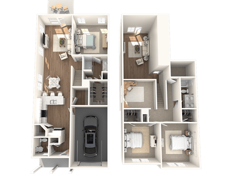 a floor plan of a house with two different views of it